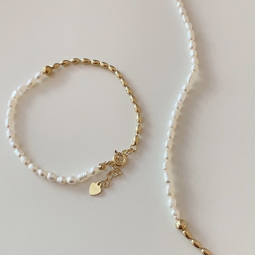 [silver925] Egg gold pearl bracelet